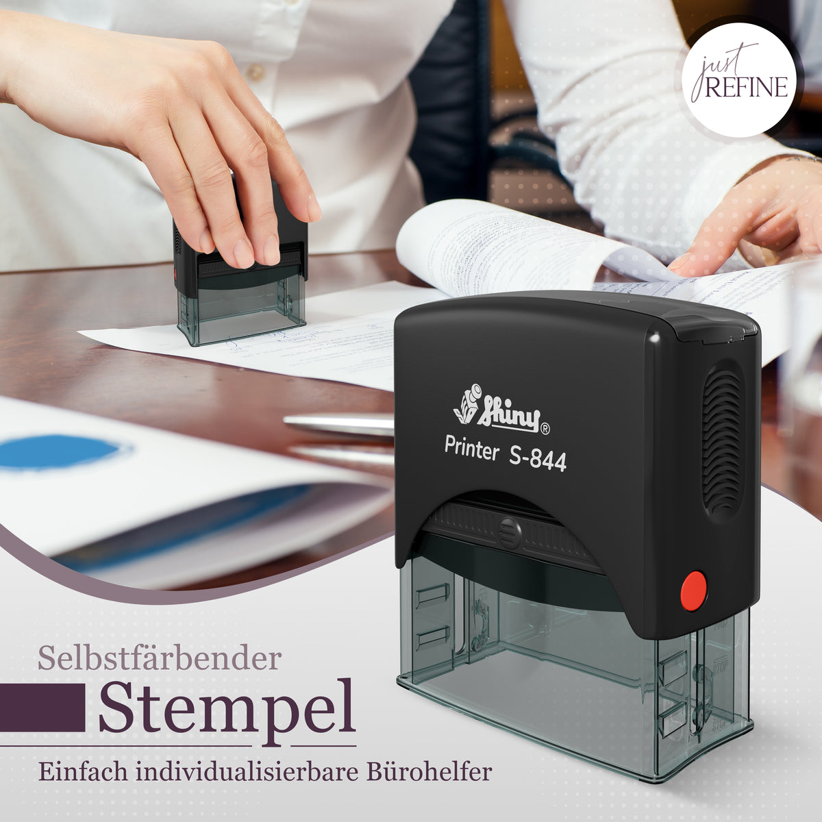Selbstfärbender Stempel mit Wunschtext (bis zu 5 Textzeilen) - Just Refine