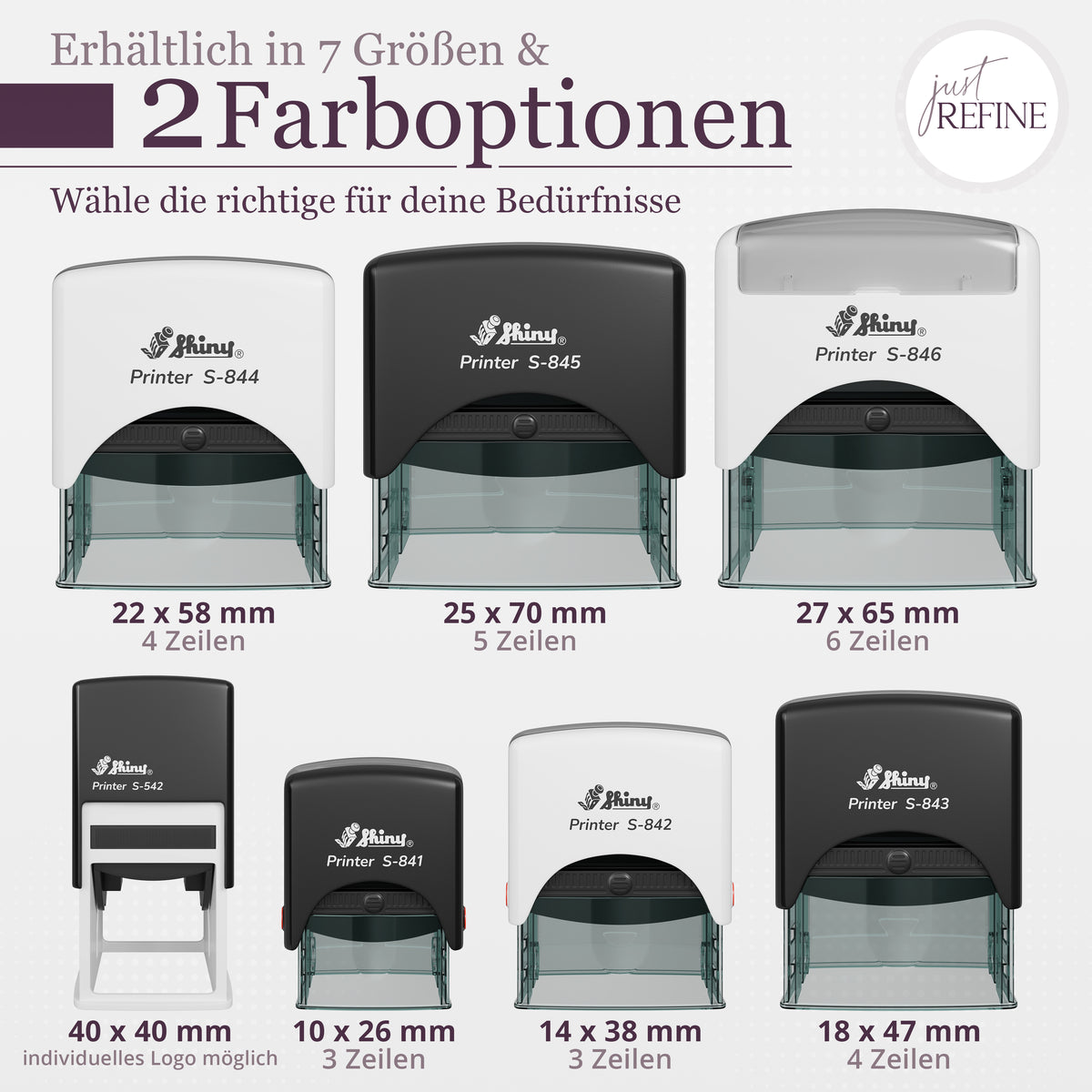 Selbstfärbender Stempel mit Wunschtext (bis zu 5 Textzeilen) - Just Refine