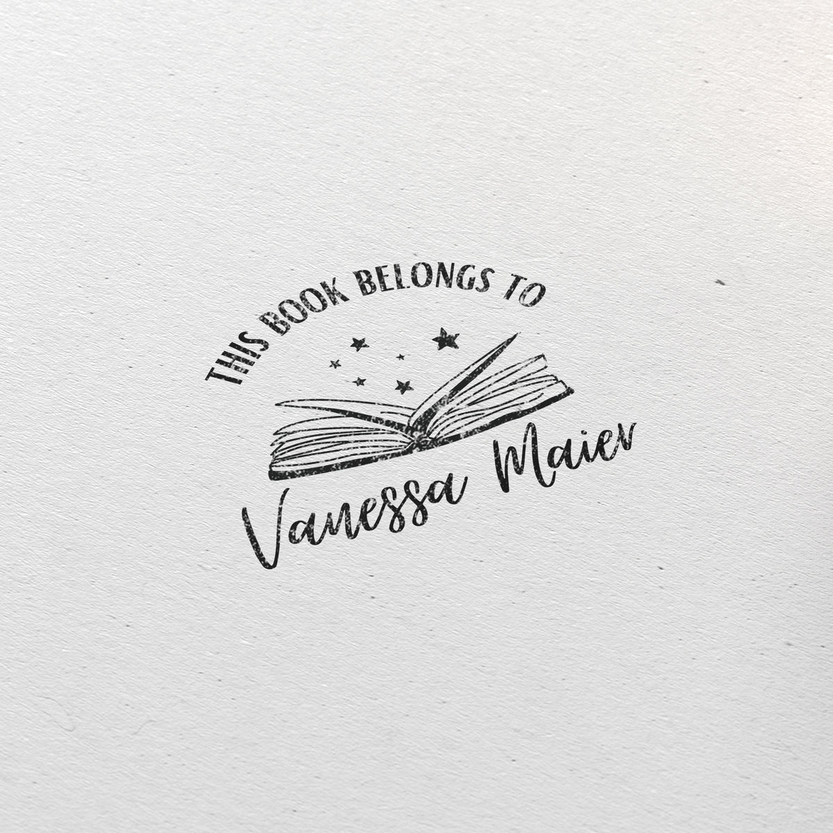 Ex Libris Bücher Stempel mit anpassbaren Namen - Modell 'Books & Stars' - Just Refine