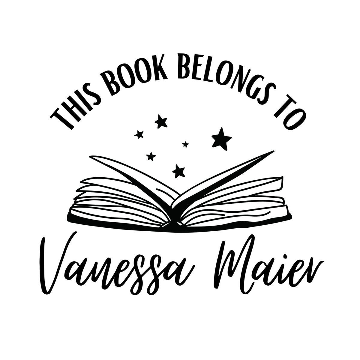 Ex Libris Bücher Stempel mit anpassbaren Namen - Modell 'Books & Stars' - Just Refine