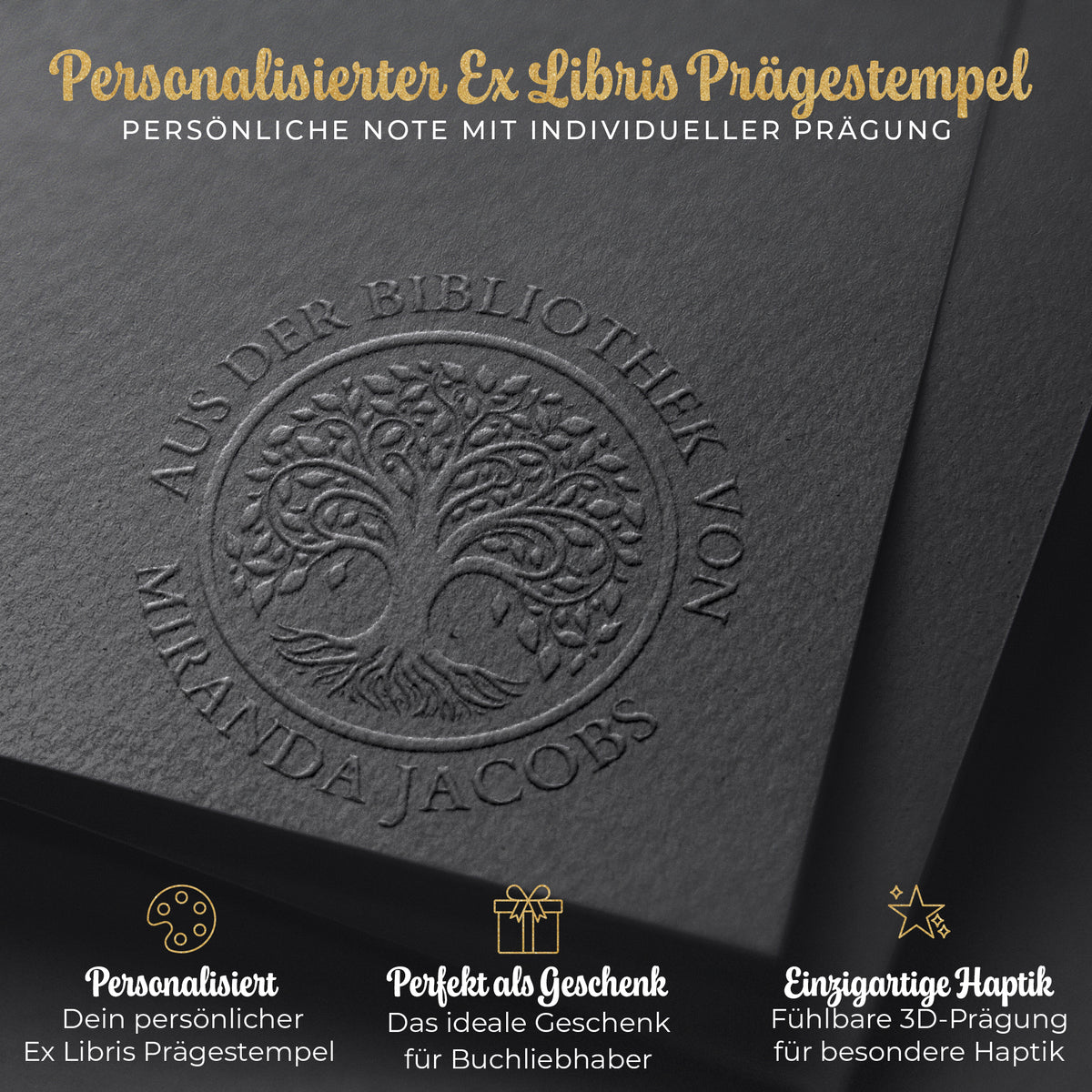 Prägestempel personalisiert - Ex Libris Buchpräger für Papier (Insignia Eternitas) - Just Refine