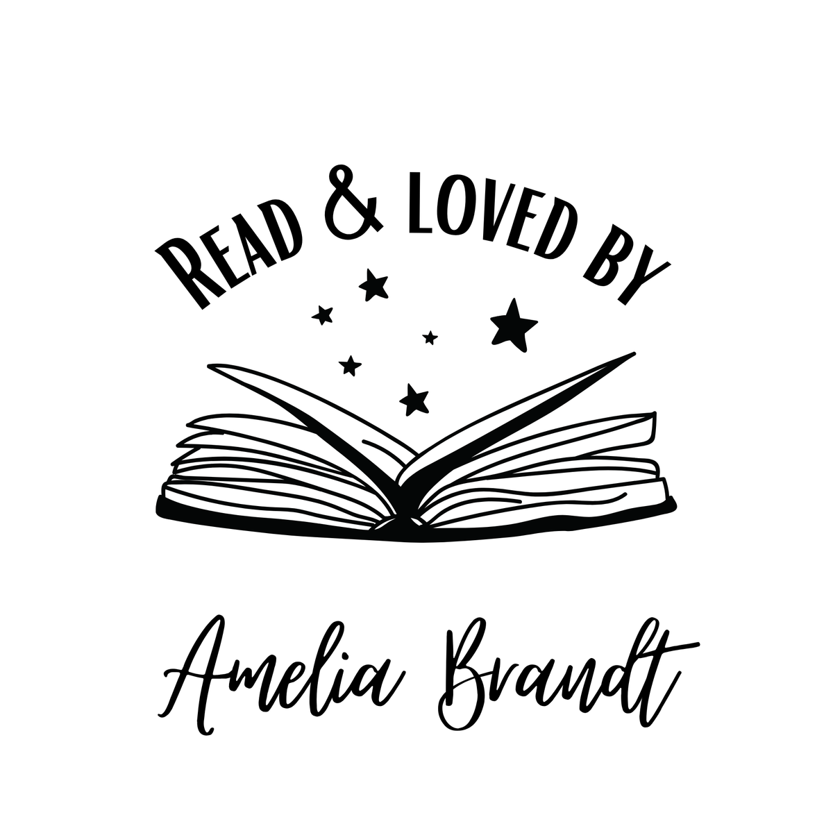 Ex Libris Bücher Stempel mit anpassbaren Namen - Modell 'Books & Stars' - Just Refine